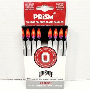 Ohio State Buckeyes Colored Flame Candles Gray with Scarlet Flame 12 count NEW